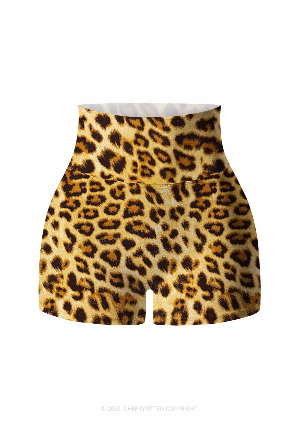 Cxxt Leopard Y2K Print Gym Shorts Cherrykitten