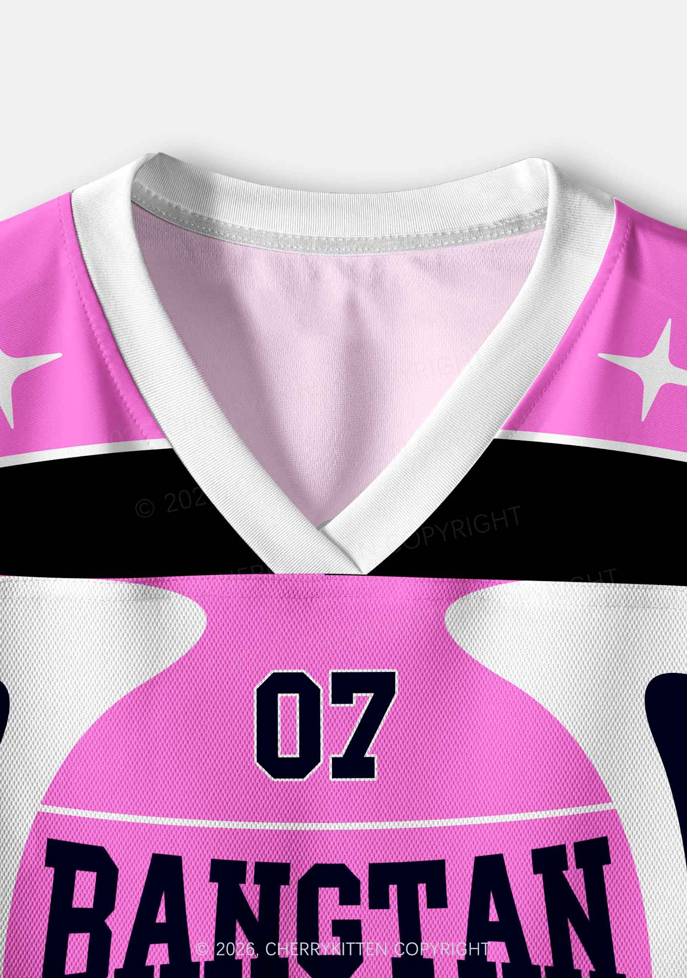 Hot Pink Korean Boys Y2K Crop Sport Jersey Shirts Cherrykitten
