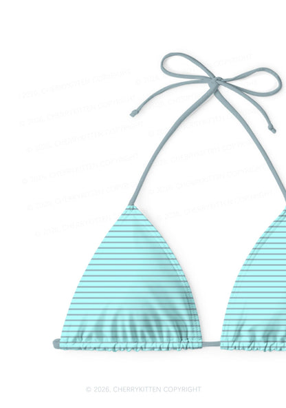 Grey Stripes On Green Y2K Print Bikini Set Cherrykitten