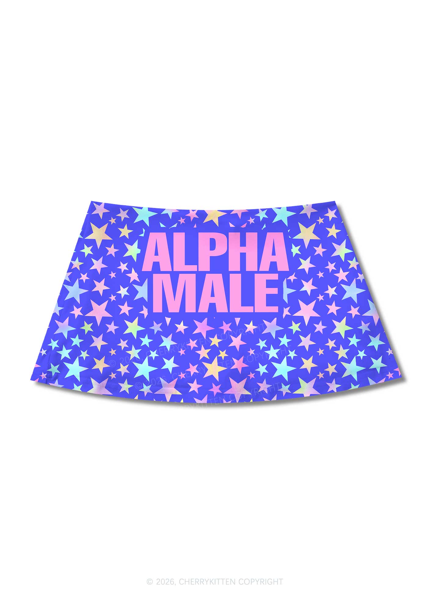 Purple Alpha Male Y2K Print Mini Skirt Cherrykitten