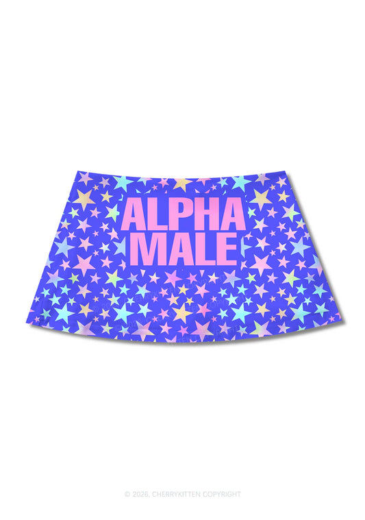 Purple Alpha Male Y2K Print Mini Skirt Cherrykitten