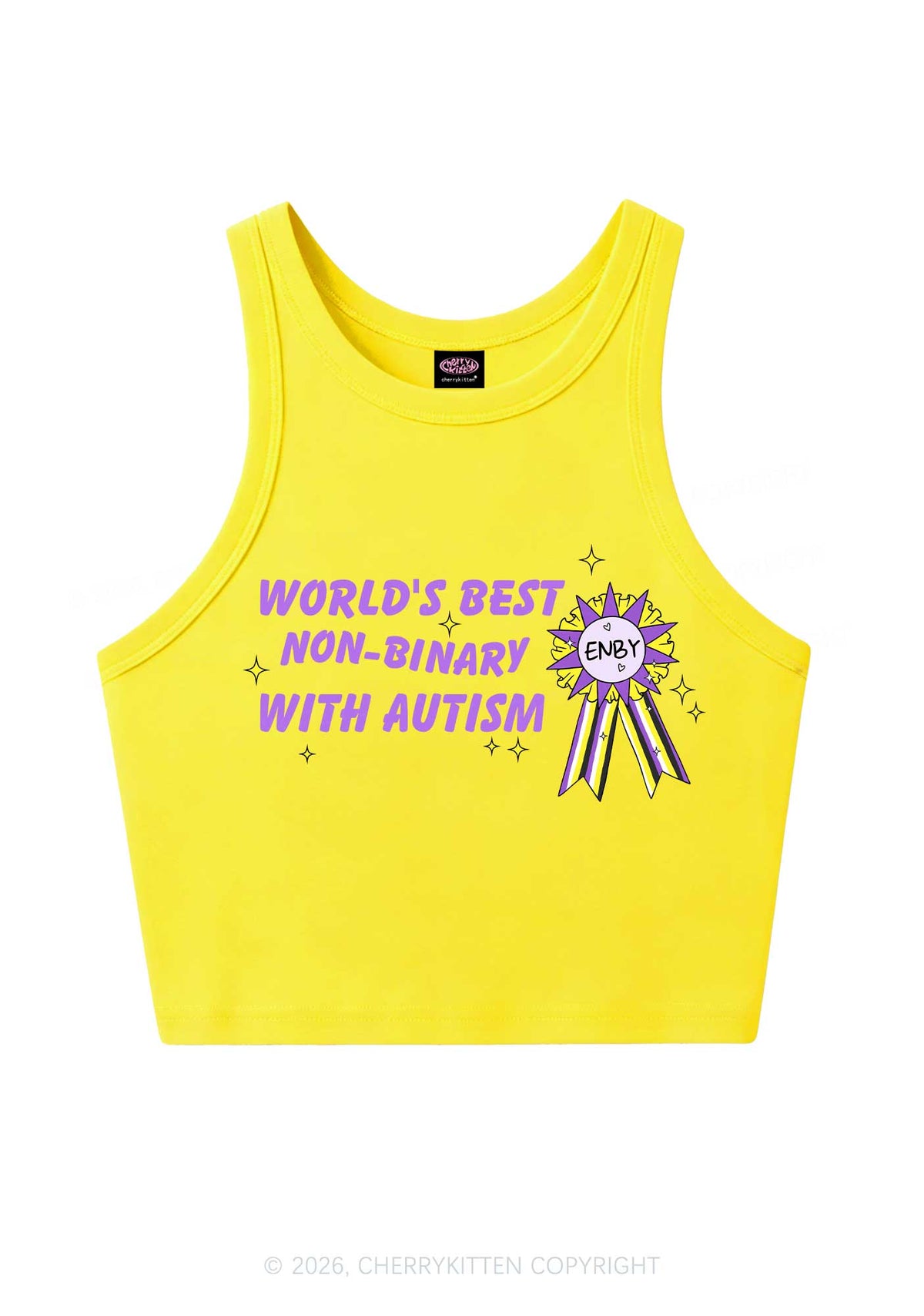 Worlds Best Nonbinary Y2K Crop Tank Top Cherrykitten
