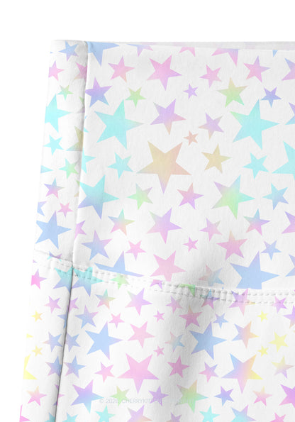 Pastel Star Alpha Male Y2K Print Gym Shorts Cherrykitten