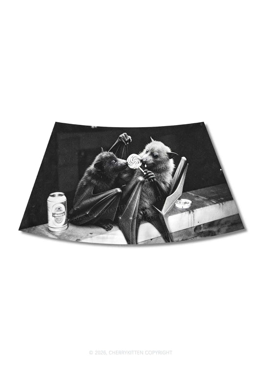 Halloween Lollipop Bat Y2K Print Mini Skirt Cherrykitten