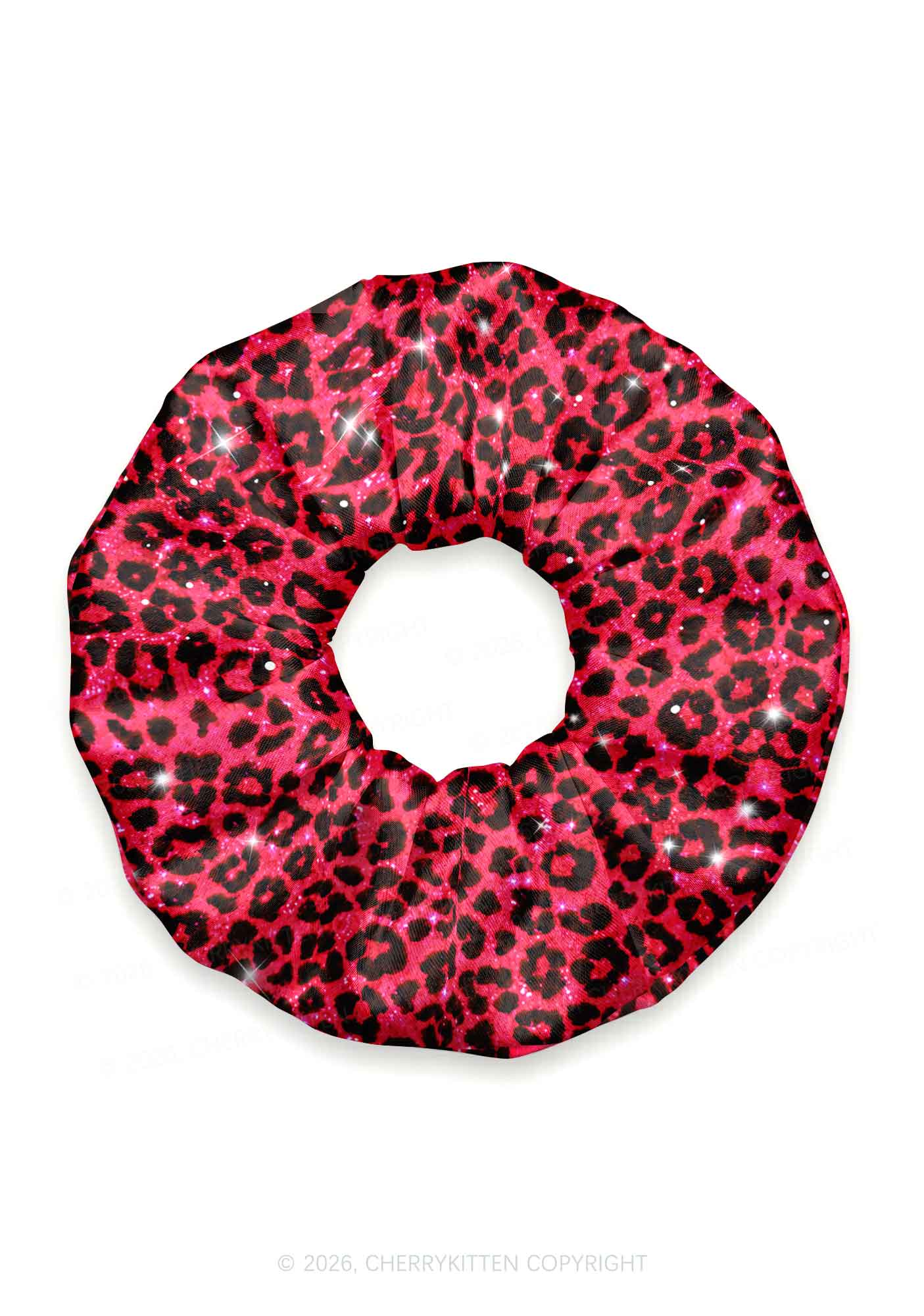 Bright Red Leopard Y2K Hair Scrunchie Cherrykitten