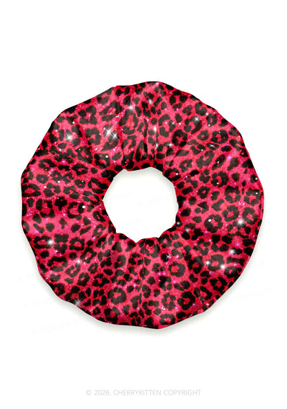 Bright Red Leopard Y2K Hair Scrunchie Cherrykitten