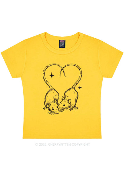Two Rats Heart Tail Y2K Baby Tee Cherrykitten