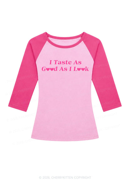 I Taste As Good As I Look Y2K Raglan Sleeve Crop Top Cherrykitten