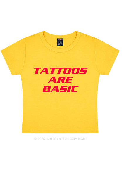 Tattoos Are Basic Y2K Baby Tee Cherrykitten
