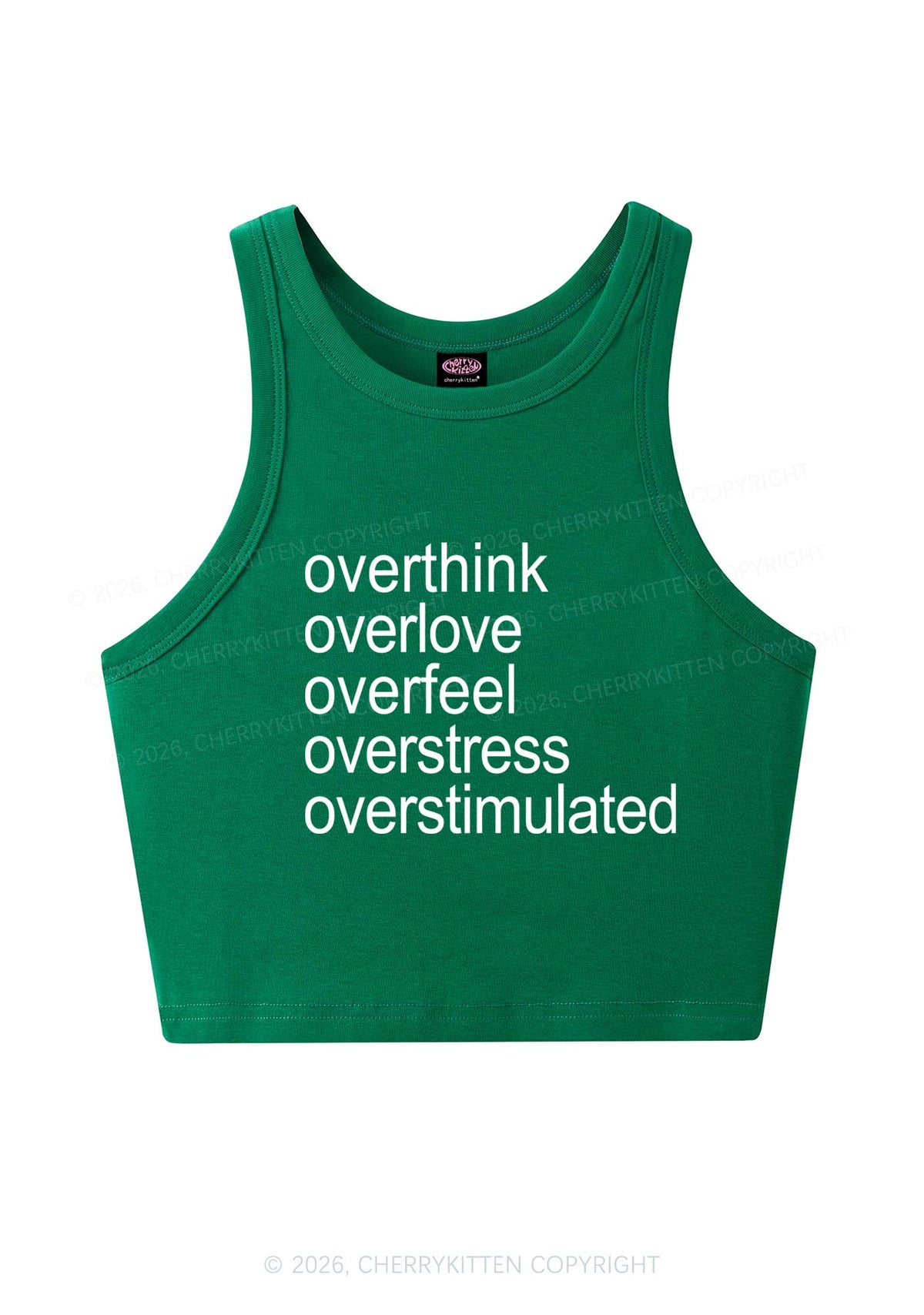 Overstimulated Slogan Y2K Crop Tank Top Cherrykitten