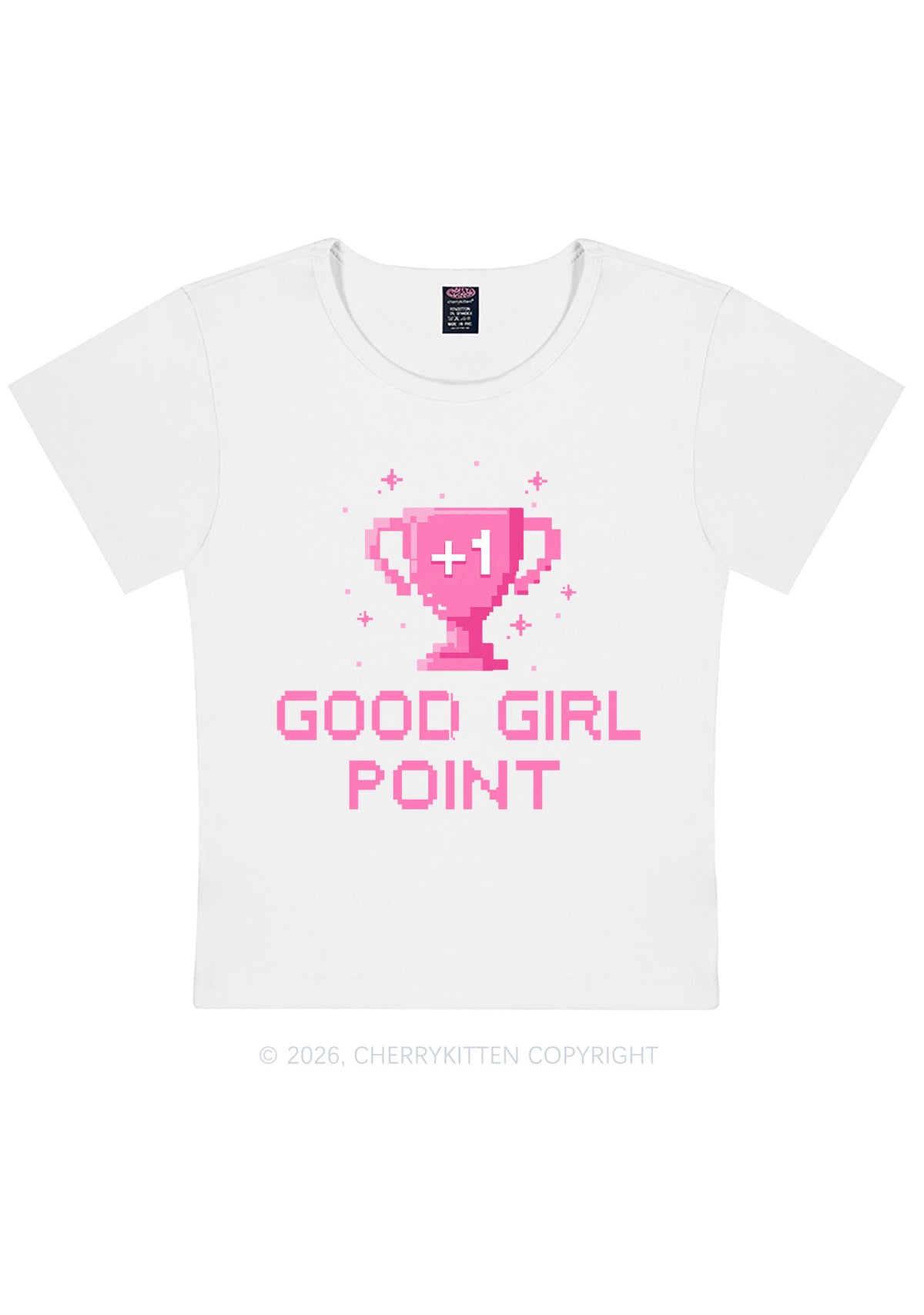 Good Girl Point Y2K Baby Tee Cherrykitten