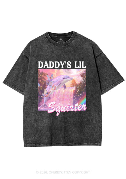 Daddys Lil Squirter Dolphin Y2K Shirts Washed Tee Cherrykitten