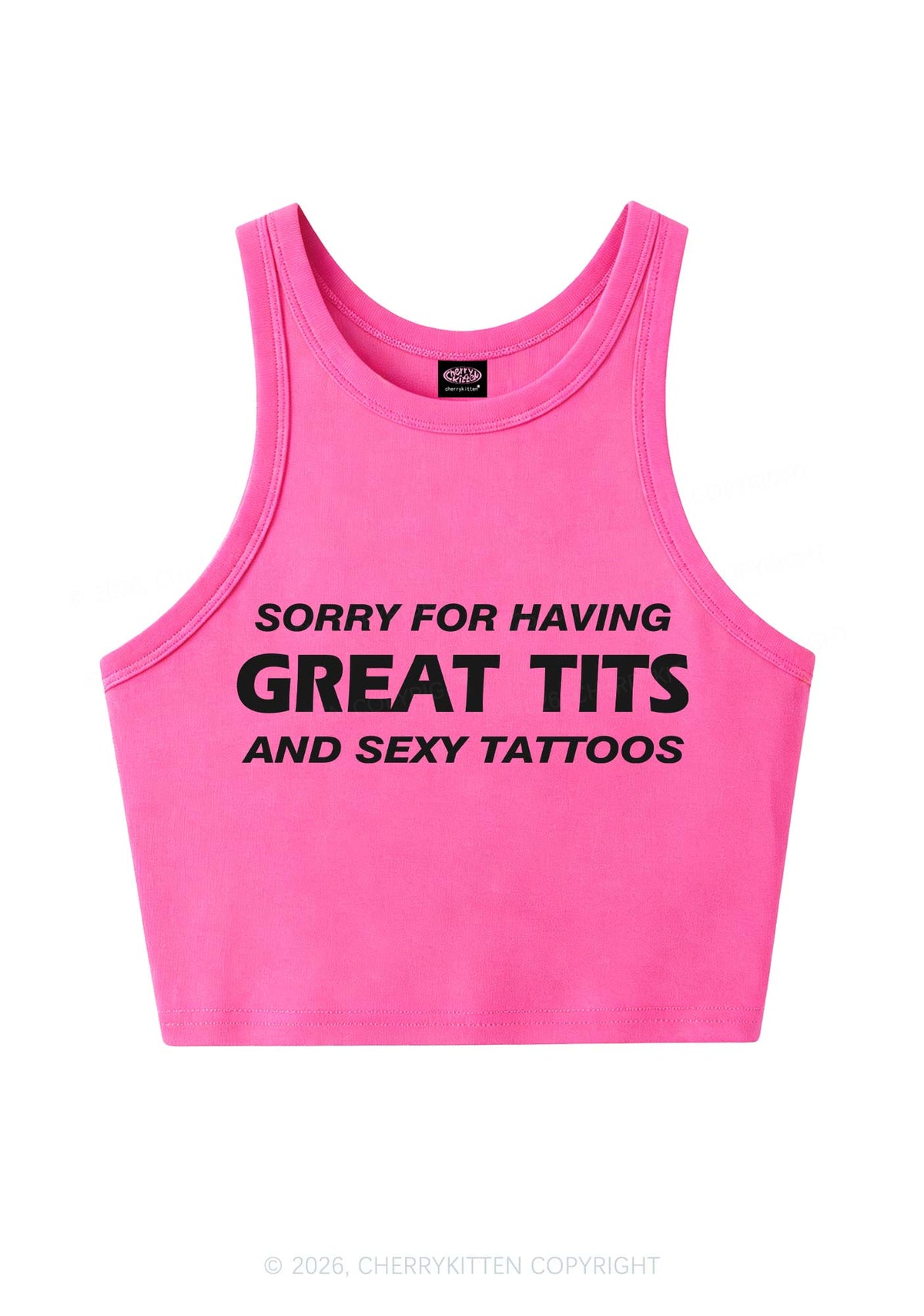 Sorry For Great Txts And Sexy Tattoos Y2K Crop Tank Top Cherrykitten