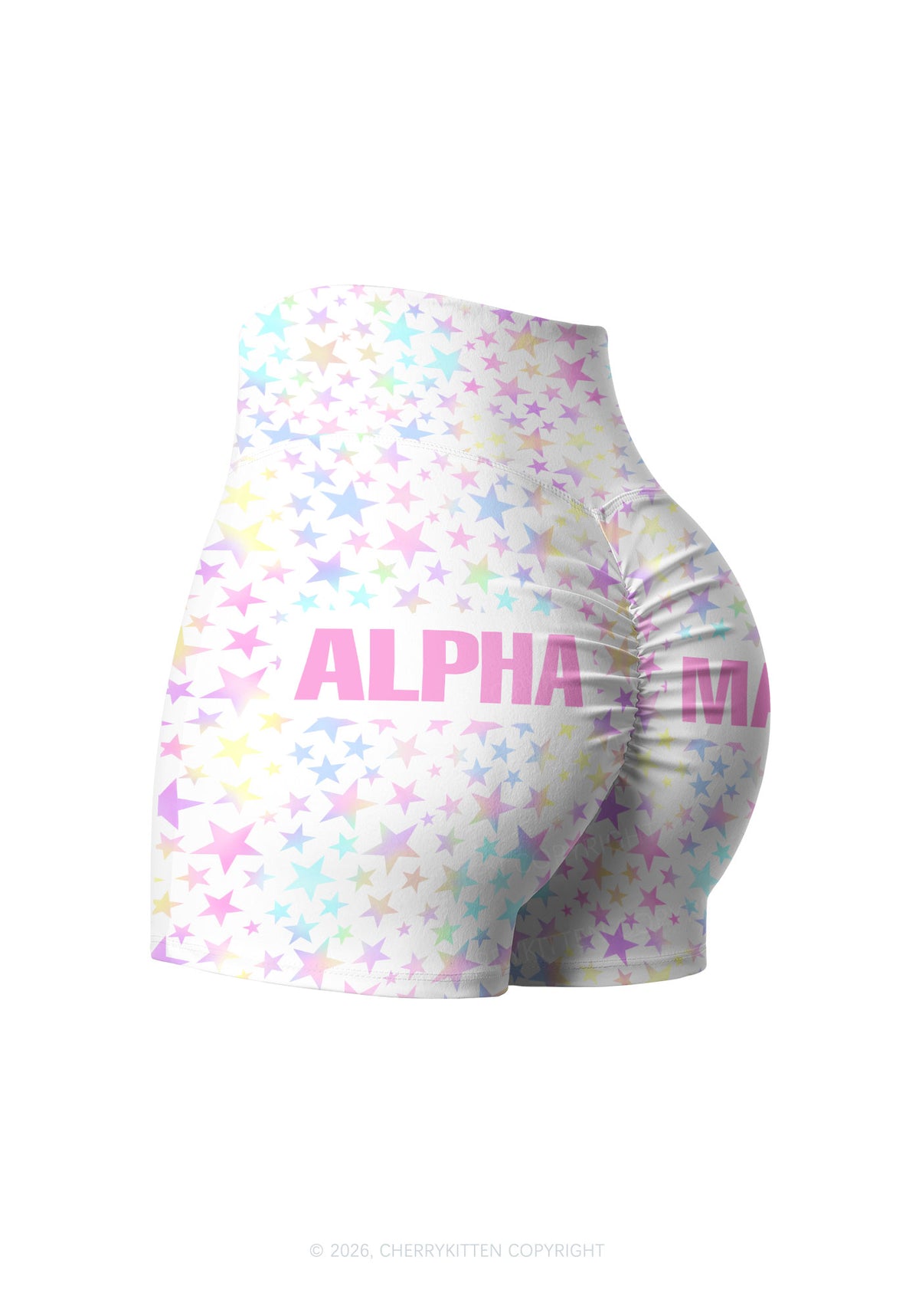 Pastel Star Alpha Male Y2K Print Gym Shorts Cherrykitten
