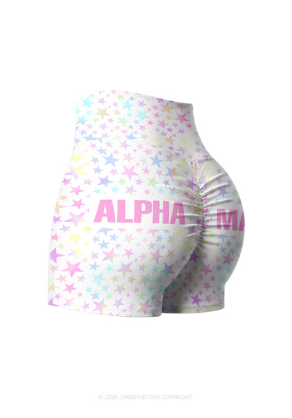 Pastel Star Alpha Male Y2K Print Gym Shorts Cherrykitten