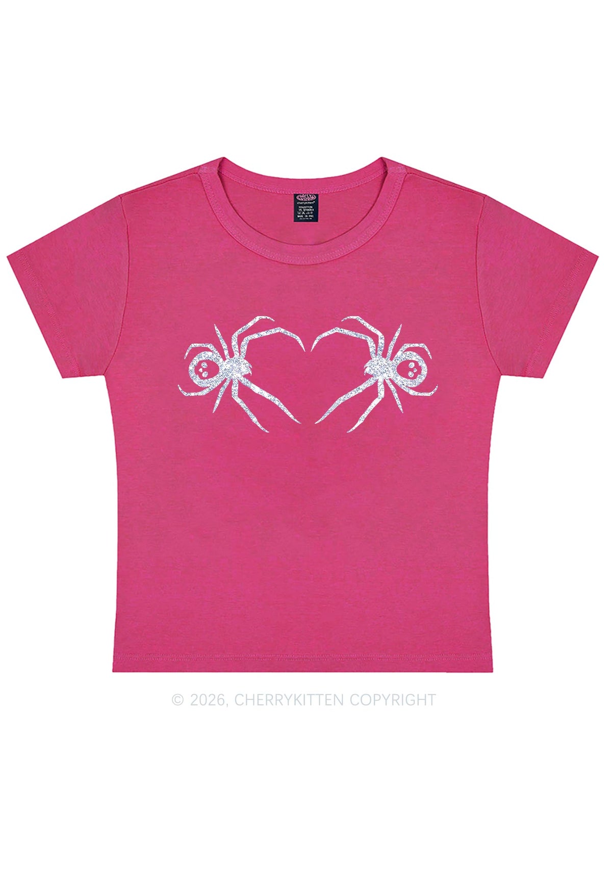 Glitter Skull Spider Y2K Baby Tee Cherrykitten