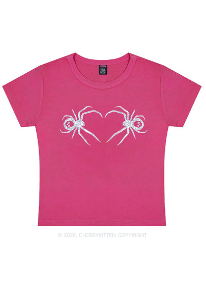 Glitter Skull Spider Y2K Baby Tee Cherrykitten