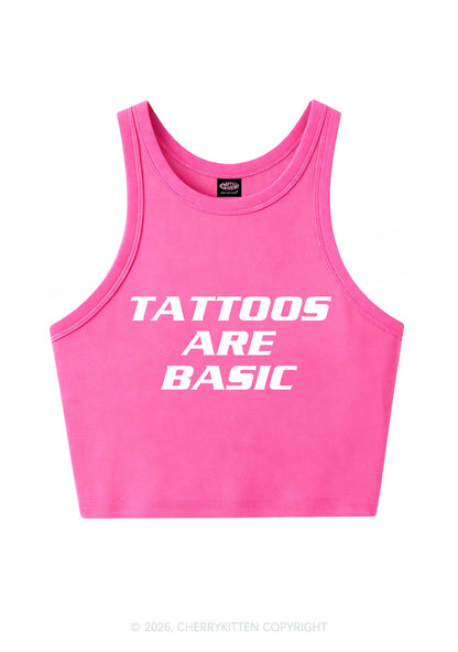 Tattoos Are Basic Y2K Crop Tank Top Cherrykitten