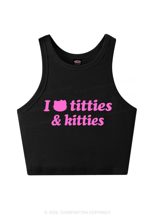 I Love Txtties And Kitten Y2K Crop Tank Top Cherrykitten
