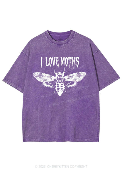 Halloween I Love Moths Y2K Shirts Washed Tee Cherrykitten