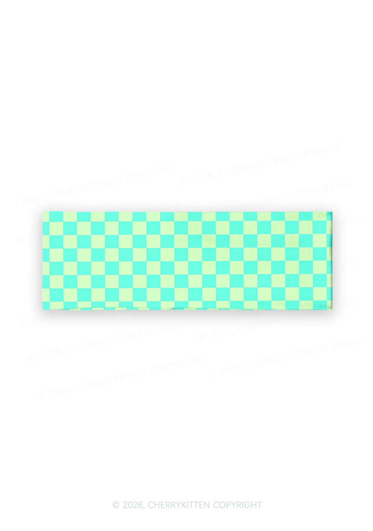 Mint Green Checkered Y2K Print Headband Cherrykitten