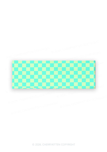 Mint Green Checkered Y2K Print Headband Cherrykitten