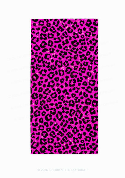 Hot Pink Leopard Y2K Beach Towel Cherrykitten