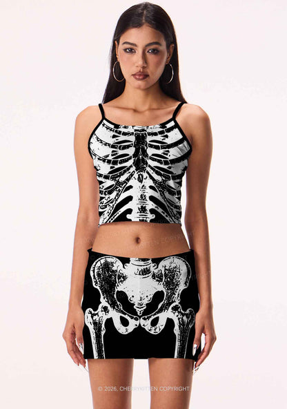 Halloween Anatomical Pelvis Y2K Print Mini Skirt Cherrykitten