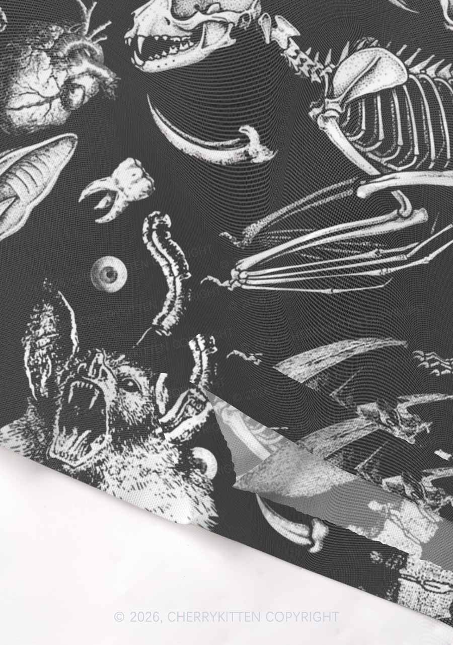 Halloween Goth Animal Bone Skull Y2K Mesh Crop Top Cherrykitten