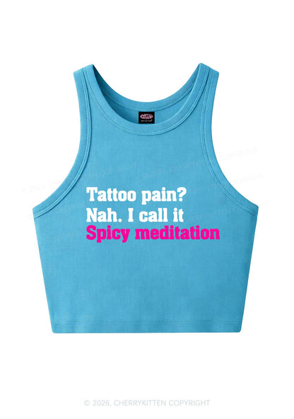 Tattoo Pain Spicy Meditation Y2K Crop Tank Top Cherrykitten
