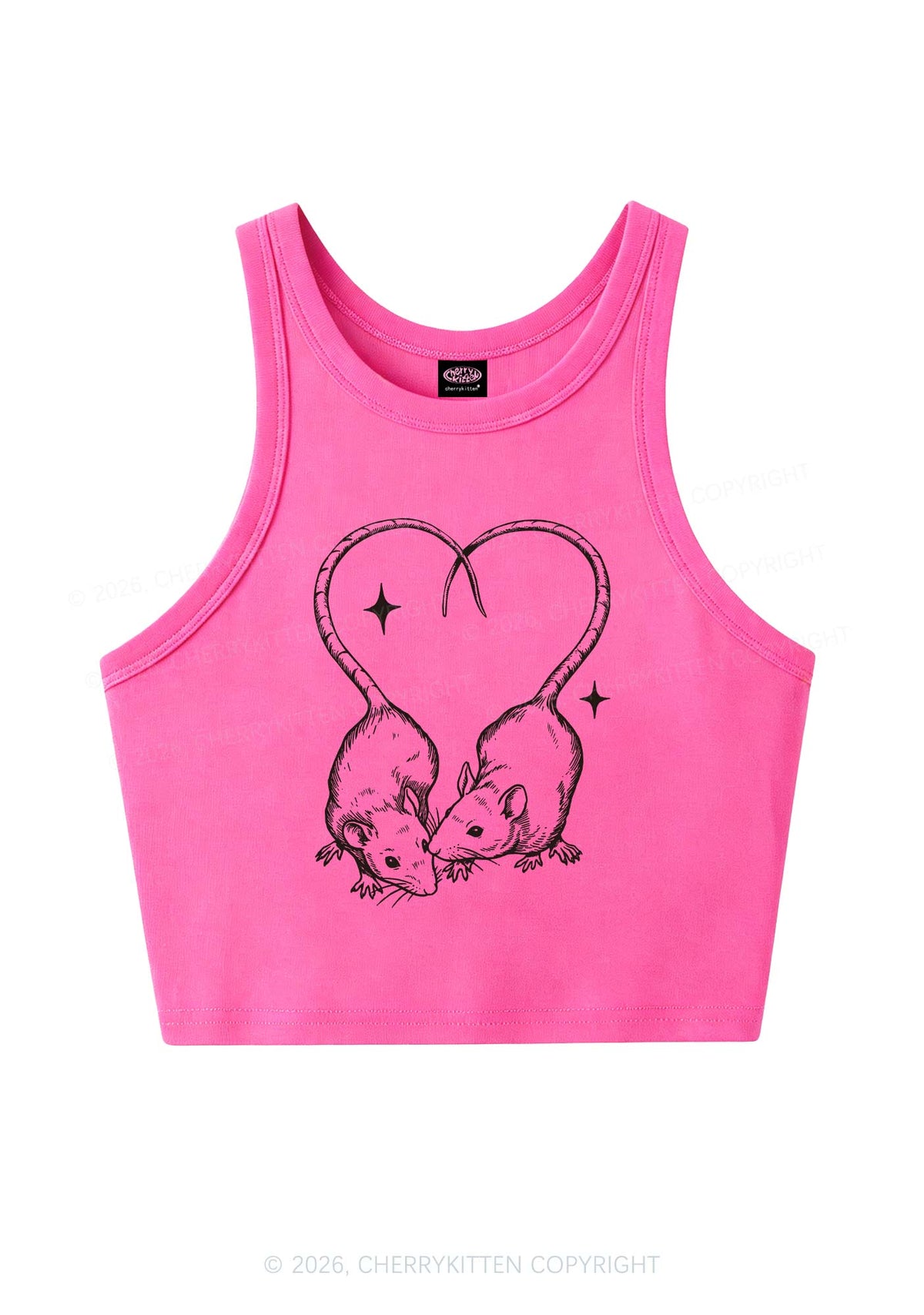 Two Rats Heart Tail Y2K Crop Tank Top Cherrykitten