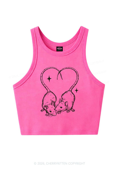 Two Rats Heart Tail Y2K Crop Tank Top Cherrykitten