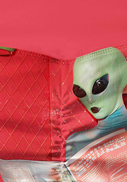 Halloween Alien On Toilet Y2K Print Gym Shorts Cherrykitten