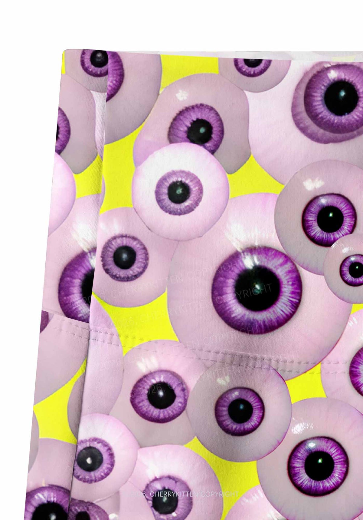 Halloween Purple Eyeballs Y2K Print Gym Shorts Cherrykitten