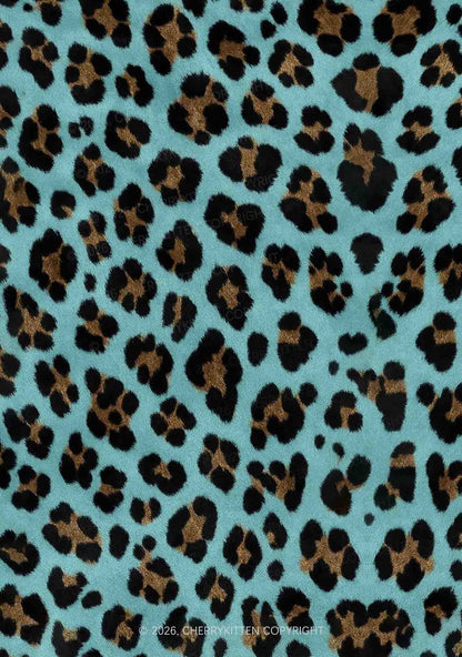 Mint Green Leopard Y2K Print Cami Shorts Pajama Set Cherrykitten