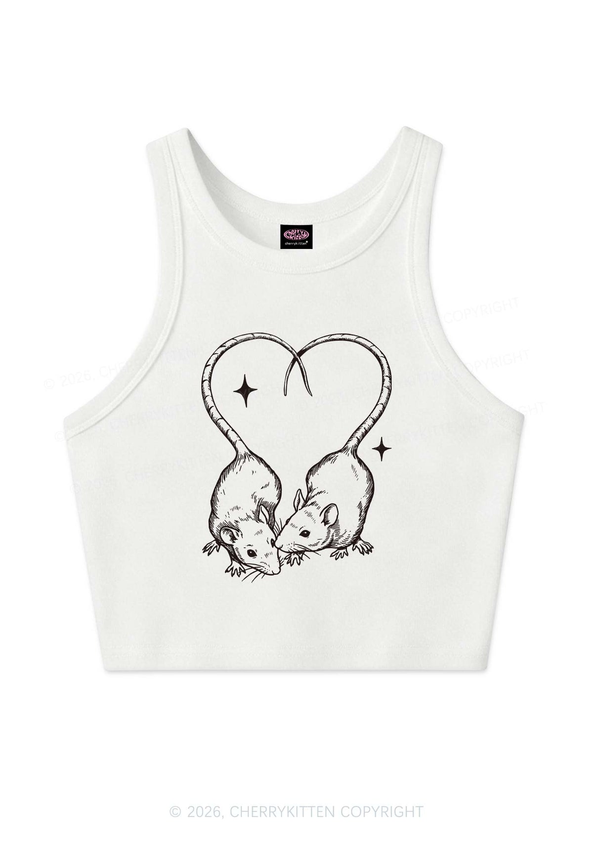 Two Rats Heart Tail Y2K Crop Tank Top Cherrykitten