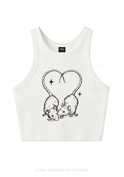 Two Rats Heart Tail Y2K Crop Tank Top Cherrykitten