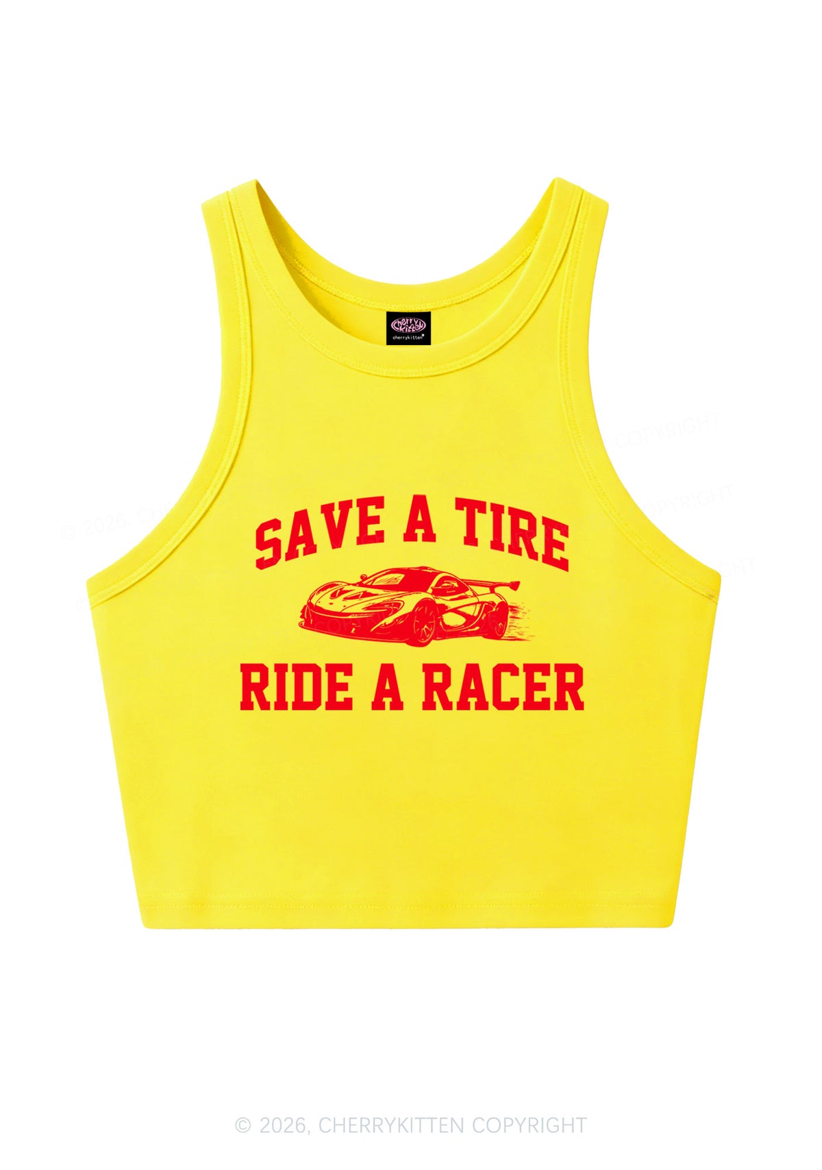 Save A Tire Ride A Racer Y2K Crop Tank Top Cherrykitten