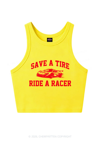 Save A Tire Ride A Racer Y2K Crop Tank Top Cherrykitten