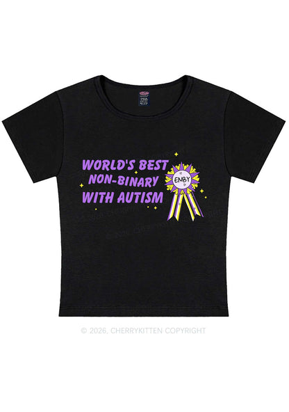 Worlds Best Nonbinary Y2K Baby Tee Cherrykitten