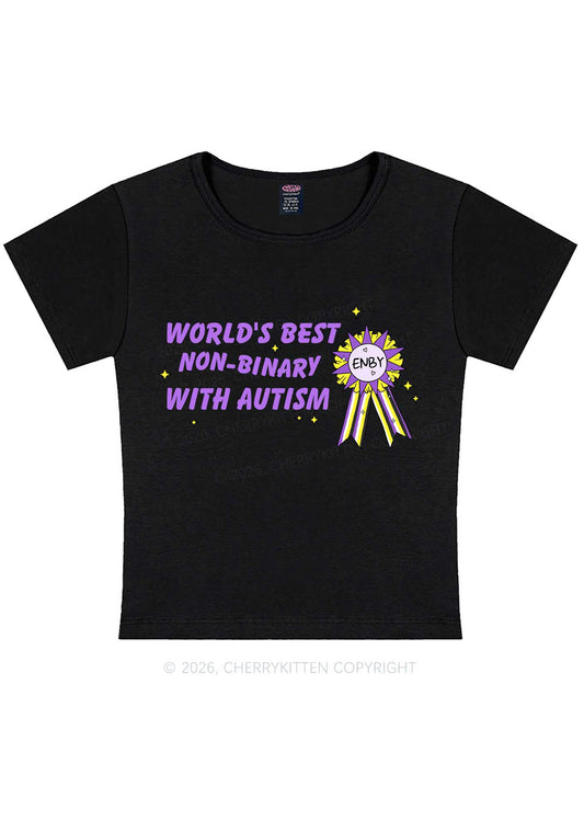 Worlds Best Nonbinary Y2K Baby Tee Cherrykitten