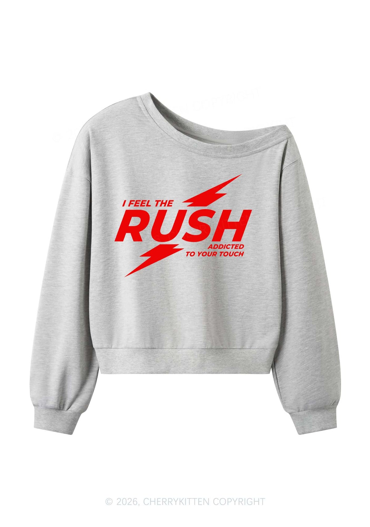 I Feel The Rush Y2K Off Shoulder Sweatshirts Cherrykitten