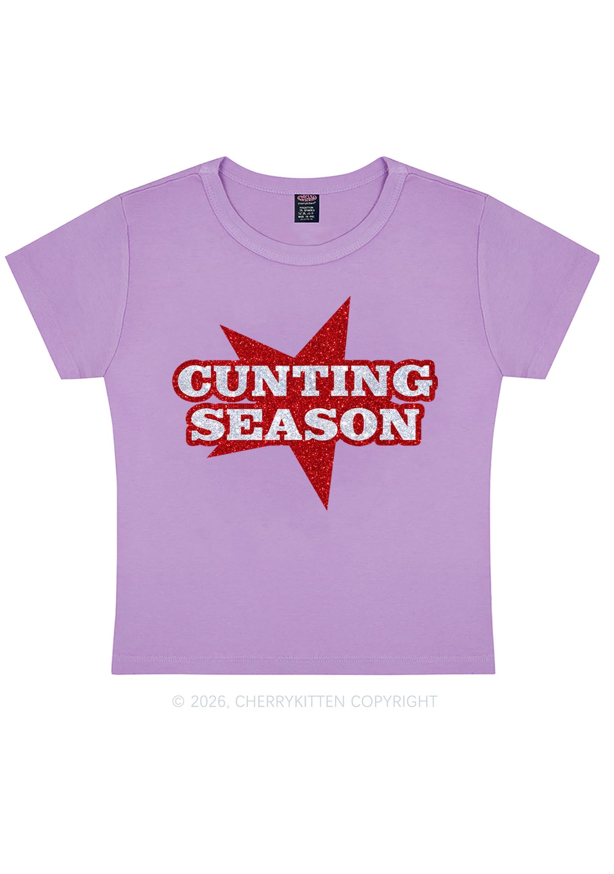 Glitter Cxxting Season Y2K Baby Tee Cherrykitten