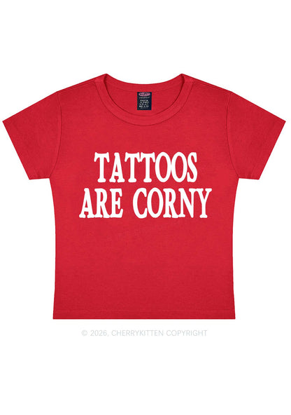 Tattoos Are Corny Y2K Baby Tee Cherrykitten