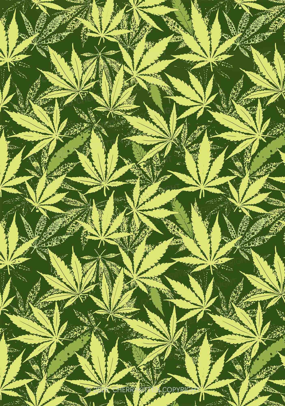 Green Wxxd Leaf Y2K Print Cami Shorts Pajama Set Cherrykitten