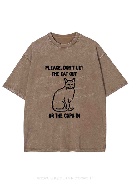 Don't Let The Cat Out Y2K Washed Tee Cherrykitten