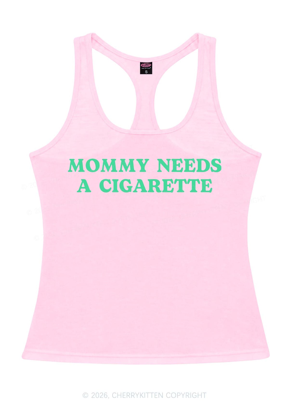 Mommy Needs A Cigarette Y2K Women Racerback Tank Top Cherrykitten