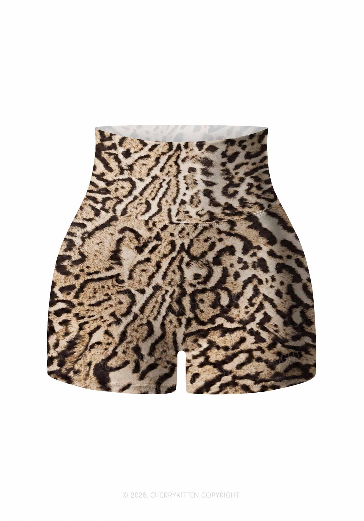 Brown Black Leopard Y2K Print Gym Shorts Cherrykitten