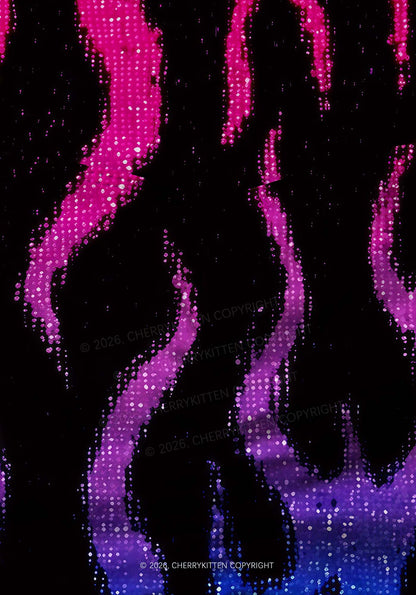 Bisexual Flame Pride Y2K Print Gym Shorts Cherrykitten