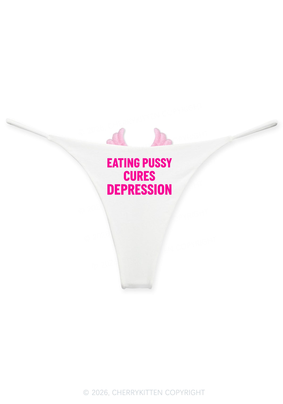 Eating Puxxy Cures Depression Y2K Goth Angel Wings Bikini String Thong Cherrykitten